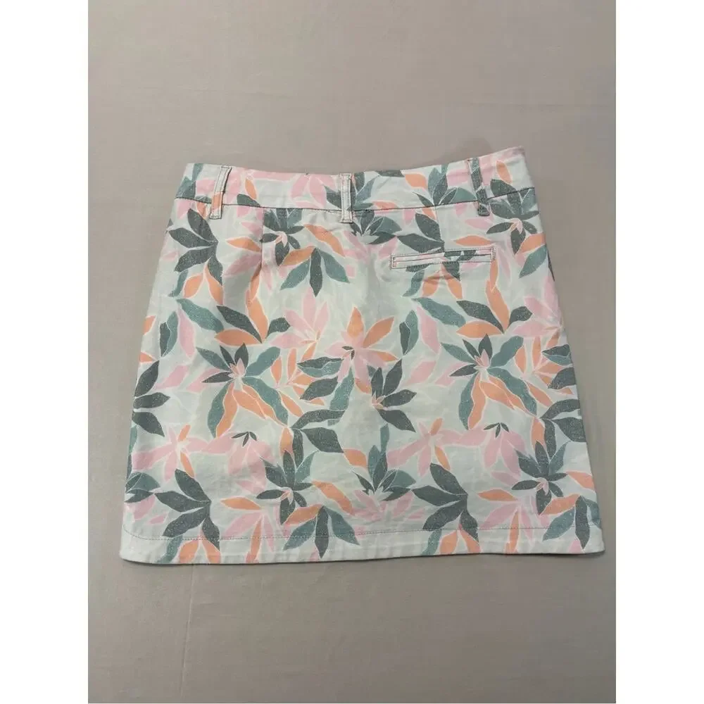 Tribal Botanical Print Mini Skort in Mint, Pink & Peach Size 6